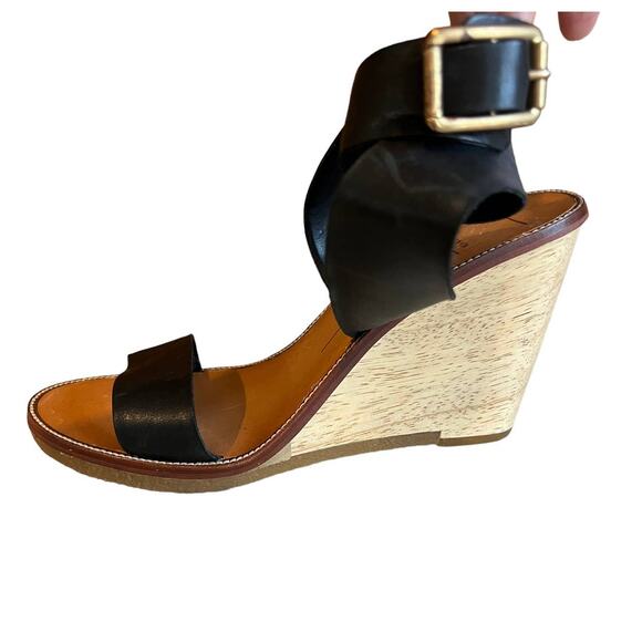 DOLCE VITA DV Black Leather Wedge Sandals 8.5 - Picture 1 of 7